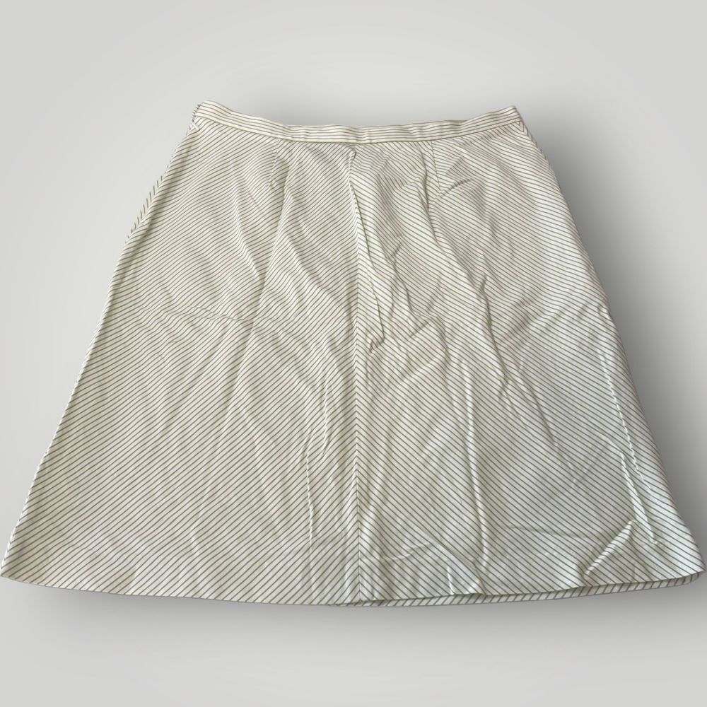 Grace Elements Women's 14 White Green Striped STRETCH Cotton Mini Skirt